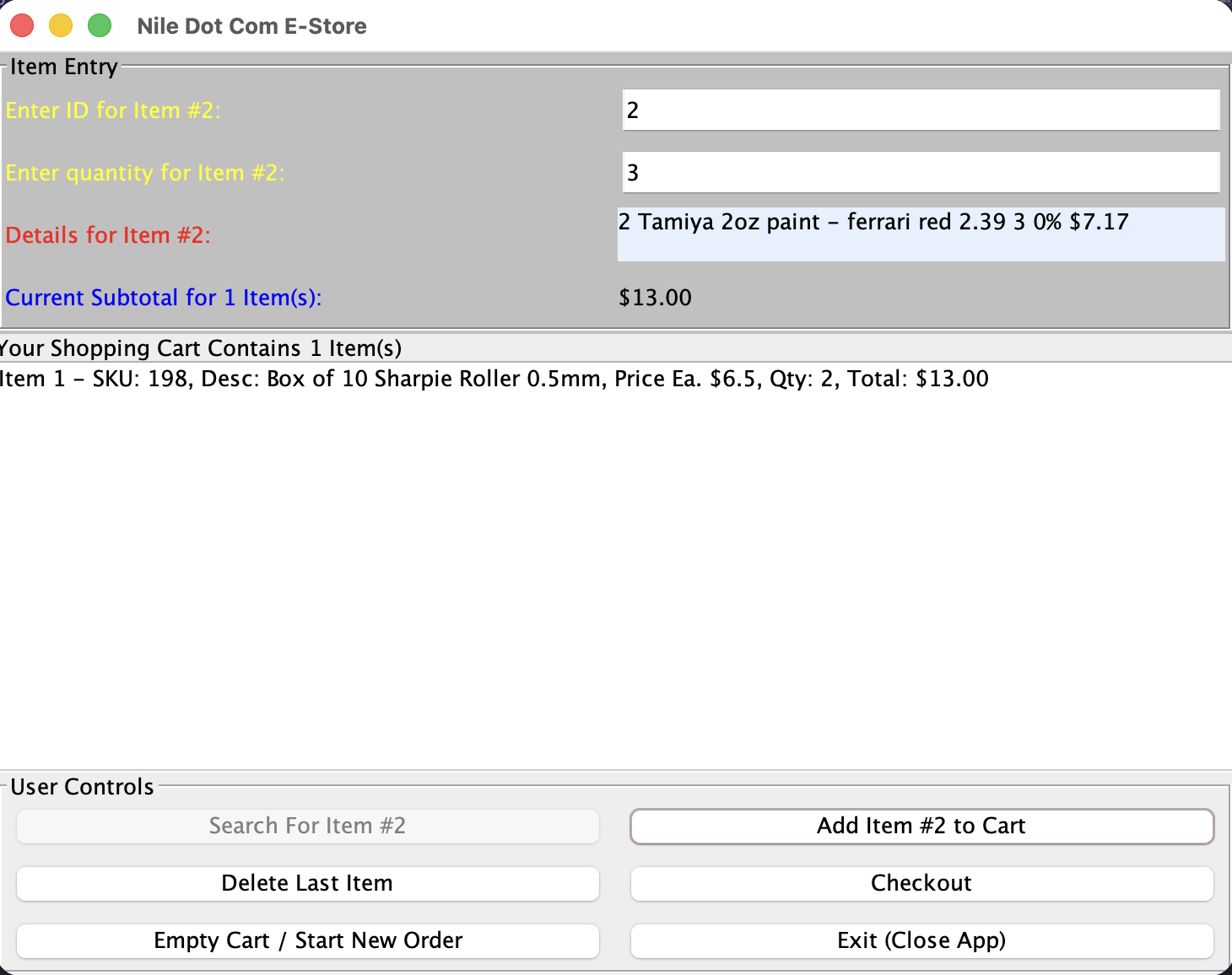 Original Store GUI